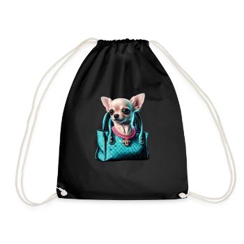 Chihuahua | c Handtasche Welpe Girlie Hunde-Mama - Turnbeutel - Schwarz - Vorne