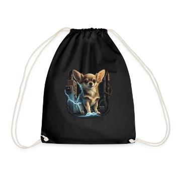 Chihuahua | Electrician Worker Electrical Job Dog - Drawstring Bag - black - Front