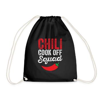 Red Pepper Hot Spicy Food Funny Chili Cook Off Squ - Drawstring Bag - black - Front