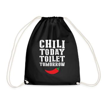 Hot Spicy Food Red Pepper Funny Chili Today Toilet - Drawstring Bag - black - Front