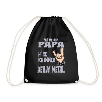 Mit meinem Papa höre ich immer Heavy Metal - Turnbeutel - Schwarz - Vorne