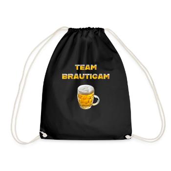 Team Bräutigam mit Bierkrug - Turnbeutel - Schwarz - Vorne