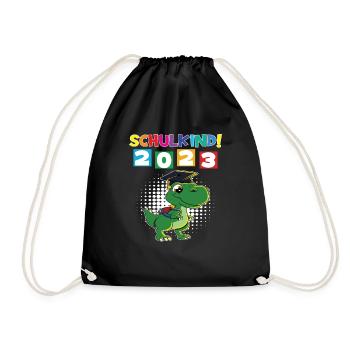 Schulkind 2023 Einschulung 2023 Schulanfang - Turnbeutel - Schwarz - Vorne
