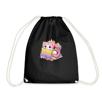 Niedliches Kätzchen Regenbogen Pride LGBT Transgender Katze Wortspiel - Turnbeutel - Schwarz - Vorne