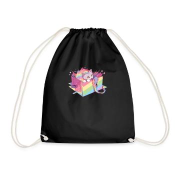 Coole Katze Lesbisch Gay Pride LGBT Regenbogen Community - Turnbeutel - Schwarz - Vorne