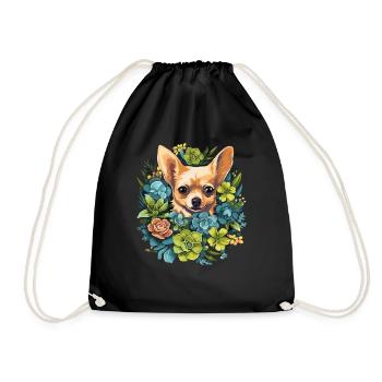 Chihuahua Hund Geschenk - Turnbeutel - Schwarz - Vorne
