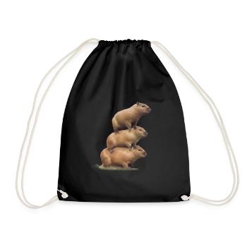 Capybara Tower - Drawstring Bag - black - Front
