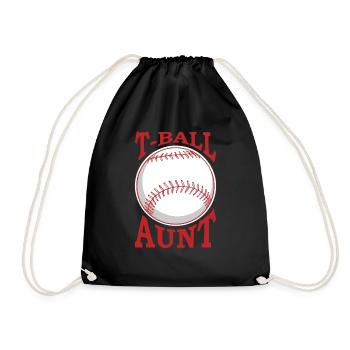 T-Ball Aunt Baseball Player - Drawstring Bag - black - Front