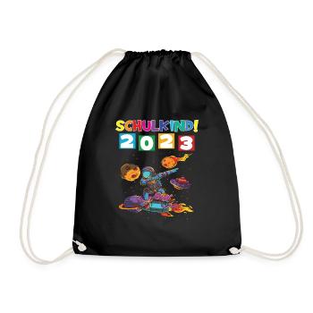 Schulkind 2023 Einschulung 2023 Schulanfang - Turnbeutel - Schwarz - Vorne