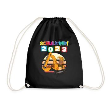 Schulkind 2023 Einschulung 2023 Schulanfang - Turnbeutel - Schwarz - Vorne
