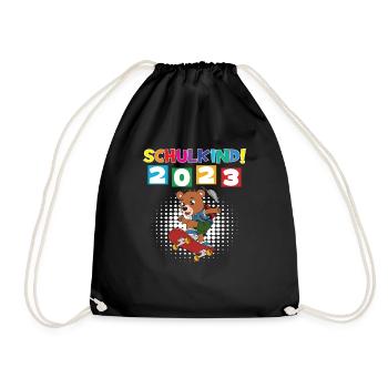 Schulkind 2023 Einschulung 2023 Schulanfang - Turnbeutel - Schwarz - Vorne
