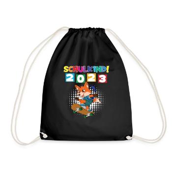 Schulkind 2023 Einschulung 2023 Schulanfang - Turnbeutel - Schwarz - Vorne