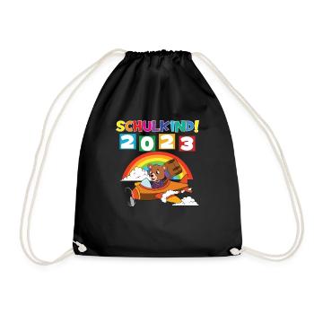 Schulkind 2023 Einschulung 2023 Schulanfang - Turnbeutel - Schwarz - Vorne