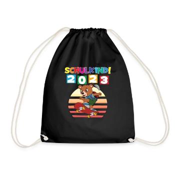 Schulkind 2023 Einschulung 2023 Schulanfang - Turnbeutel - Schwarz - Vorne