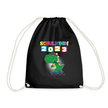 Schulkind 2023 Einschulung 2023 Schulanfang - Turnbeutel - Schwarz - Vorne
