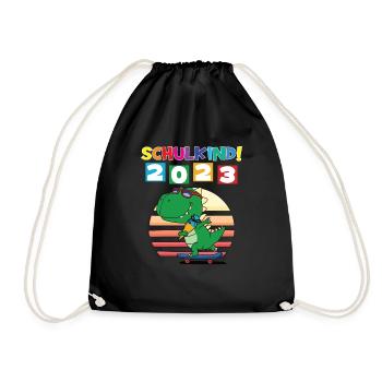 Schulkind 2023 Einschulung 2023 Schulanfang - Turnbeutel - Schwarz - Vorne
