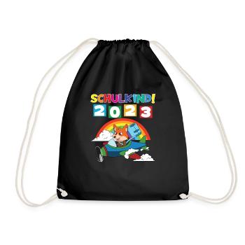 Schulkind 2023 Einschulung 2023 Schulanfang - Turnbeutel - Schwarz - Vorne