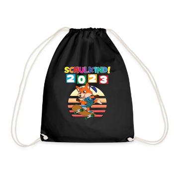 Schulkind 2023 Einschulung 2023 Schulanfang - Turnbeutel - Schwarz - Vorne