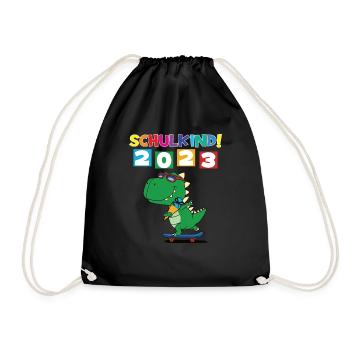 Schulkind 2023 Einschulung 2023 Schulanfang - Turnbeutel - Schwarz - Vorne