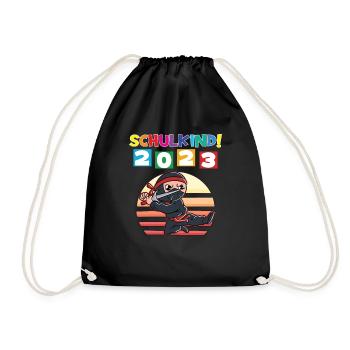 Schulkind 2023 Einschulung 2023 Schulanfang - Turnbeutel - Schwarz - Vorne