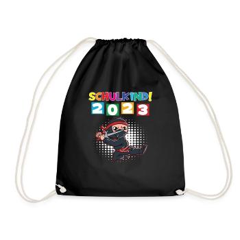 Schulkind 2023 Einschulung 2023 Schulanfang - Turnbeutel - Schwarz - Vorne