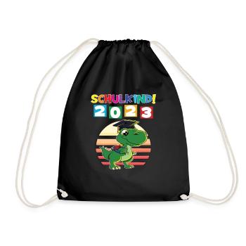 Schulkind 2023 Einschulung 2023 Schulanfang - Turnbeutel - Schwarz - Vorne