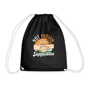 Not Indian But Supportive Country Traveler India - Turnbeutel - Schwarz - Vorne