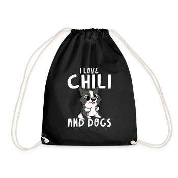 Spicy Food Pepper Funny Cute I Love Chili And Dogs - Turnbeutel - Schwarz - Vorne