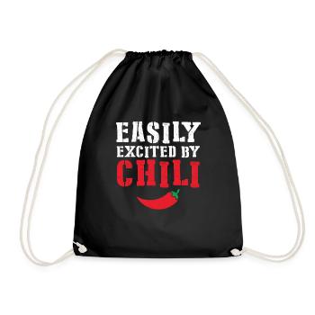 Funny Easily Excited By Chili Hot Spicy Food Red P - Drawstring Bag - black - Front