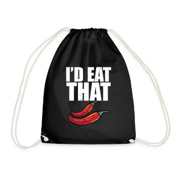 Funny I'd Eat That Red Chili Pepper Cute Hot Spicy - Drawstring Bag - black - Front
