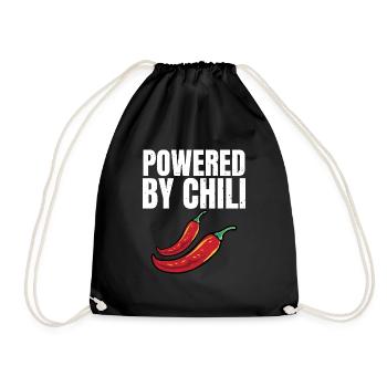 Powered By Chili Hot Spicy Lover Cute Funny Red Pe - Drawstring Bag - black - Front