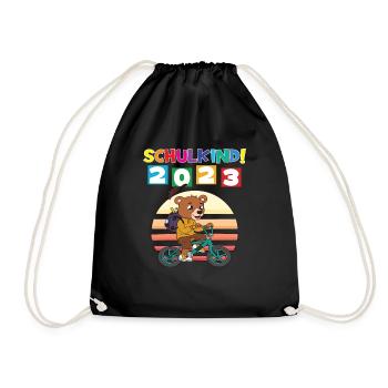 Schulkind 2023 Einschulung 2023 Schulanfang - Turnbeutel - Schwarz - Vorne