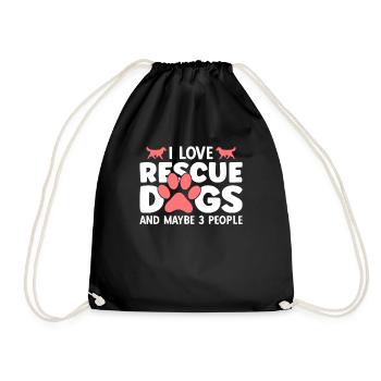 J’adore les chiens de sauvetage et peut-être 3 personnes - Sac de sport léger - noir - Devant