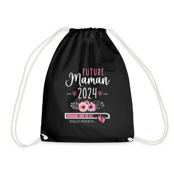 Future Maman 2024 Cadeau Nouvelle Naissance Maman - Sac de sport léger - noir - Devant