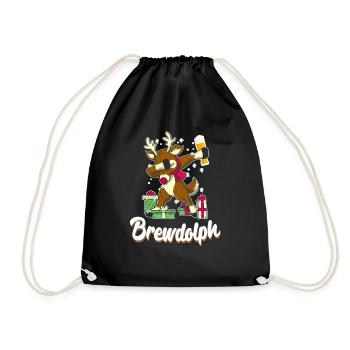 Brewdolph Funny Beer Lover Reindeer - Drawstring Bag - black - Front