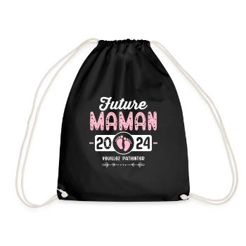 Future Mom 2024 Gift New Birth Mom - Drawstring Bag - black - Front