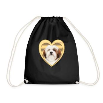 Lhasa Apso - Dog Lovers - Dogs Heart - Drawstring Bag - black - Front