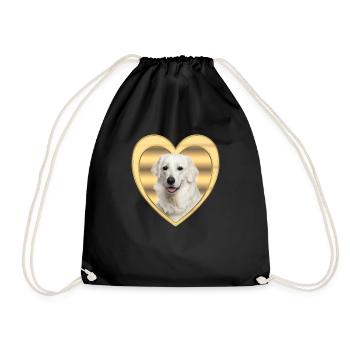Kuvasz - Dog Lover - Dog Heart - Drawstring Bag - black - Front