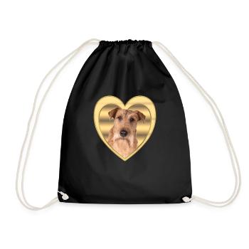 Irish Terrier - Hundeliebhaber - Hunde Herz - Turnbeutel - Schwarz - Vorne