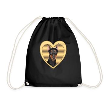 German Pinscher - Dog Lovers - Dogs Heart - Drawstring Bag - black - Front