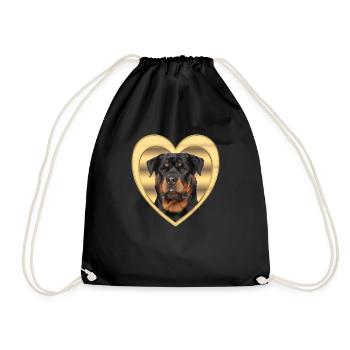 Rottweiler - Dog Lovers - Dogs Heart - Drawstring Bag - black - Front