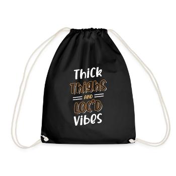 Thick Thighs Loc'd Vibes Afro Hair Black American - Drawstring Bag - black - Front