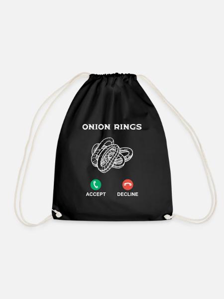 Onion rings - Lustiges Wortspiel Spruch - Turnbeutel - Schwarz