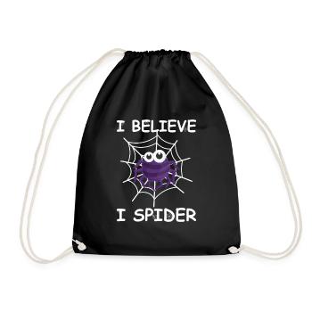 I believe I spider - Lustiges Wortspiel Spruch - Turnbeutel - Schwarz - Vorne