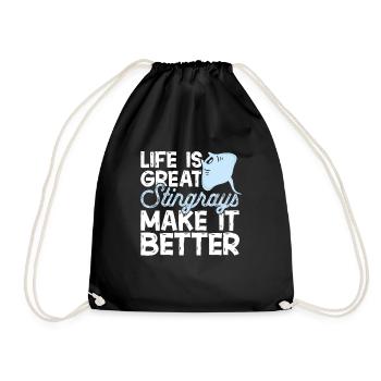 Raies pastenagues, raies manta, raies océaniques, raies - Sac de sport léger - noir - Devant