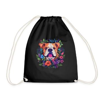 Englische Bulldogge Hund Geschenk - Turnbeutel - Schwarz - Vorne