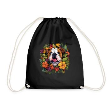 Englische Bulldogge Hund Geschenk - Turnbeutel - Schwarz - Vorne