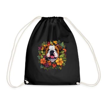 Englische Bulldogge Hund Geschenk - Turnbeutel - Schwarz - Vorne