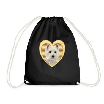 Westi - Dog Lovers - Dogs Heart - Drawstring Bag - black - Front