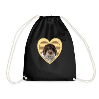 Lagotto Romagnolo - Dog Lovers - Dogs Heart - Drawstring Bag - black - Front